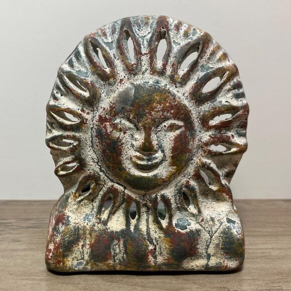 Sun Celestial Ceramic Candle Holder Votive | Vintage Boho Home Decor - Picture 1 of 7